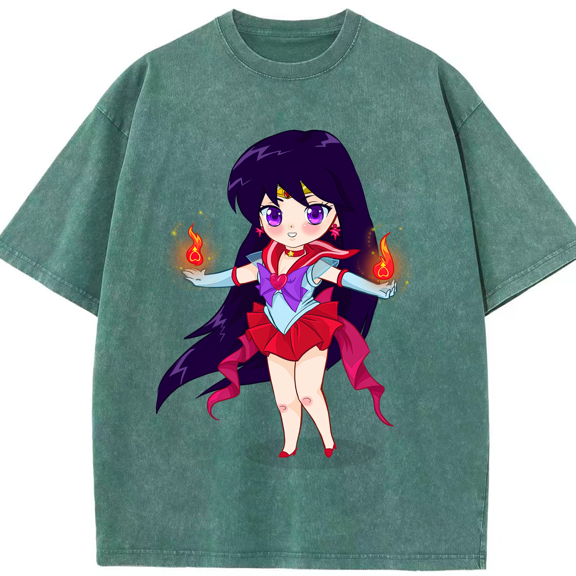 （画像用） 美少女戦士セーラームーン 火野レイ ひの レイ Sailor Moon Hino Rei （セーラーマーズ,Sailor Mars） 綿100% ヴィンテージ風 半袖Tシャツ（フロントプリント）